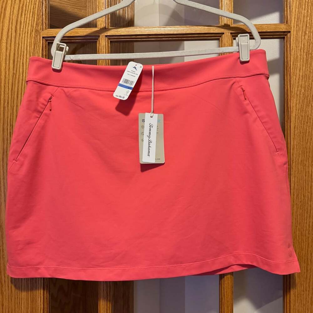 NWT $94 TOMMY BAHAMA SZ XL AUBREY ISLAND ZONE SKORT CORAL ORANGE ATHLEISURE WEAR